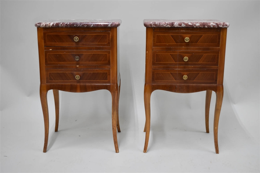 Pair of Louis XV Style Marble Top Stands