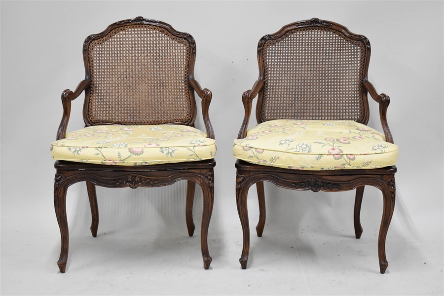 Pair of Louis XVI Style Open Armchairs