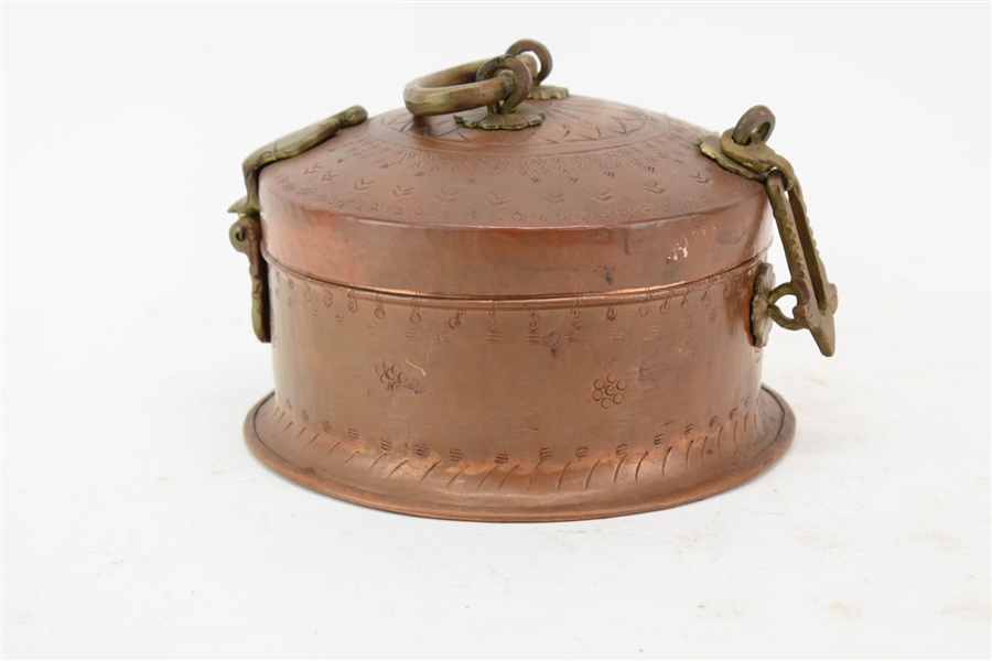 Indian Tooled Copper Biscuit Tin