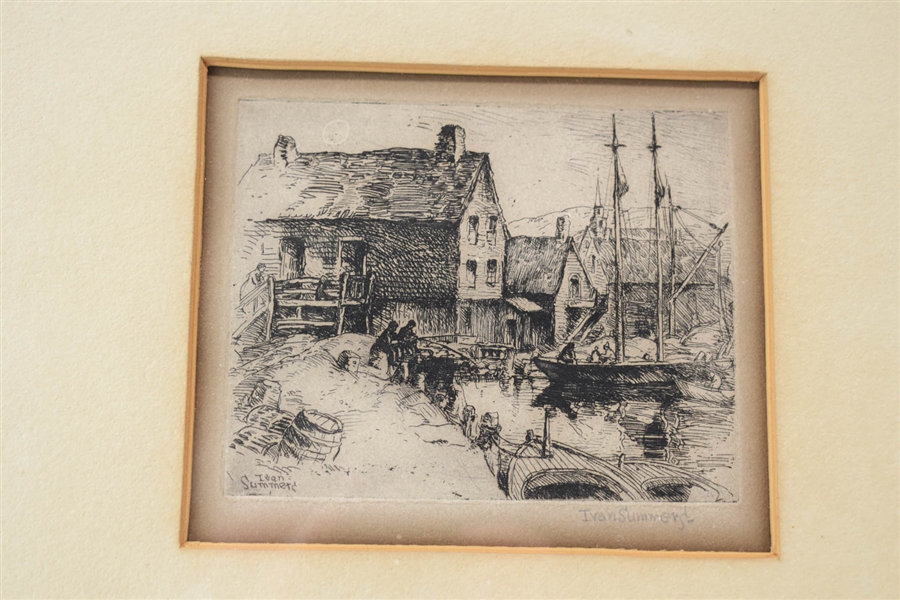 Ivan Summers, Etching, "Boat in Harbor"