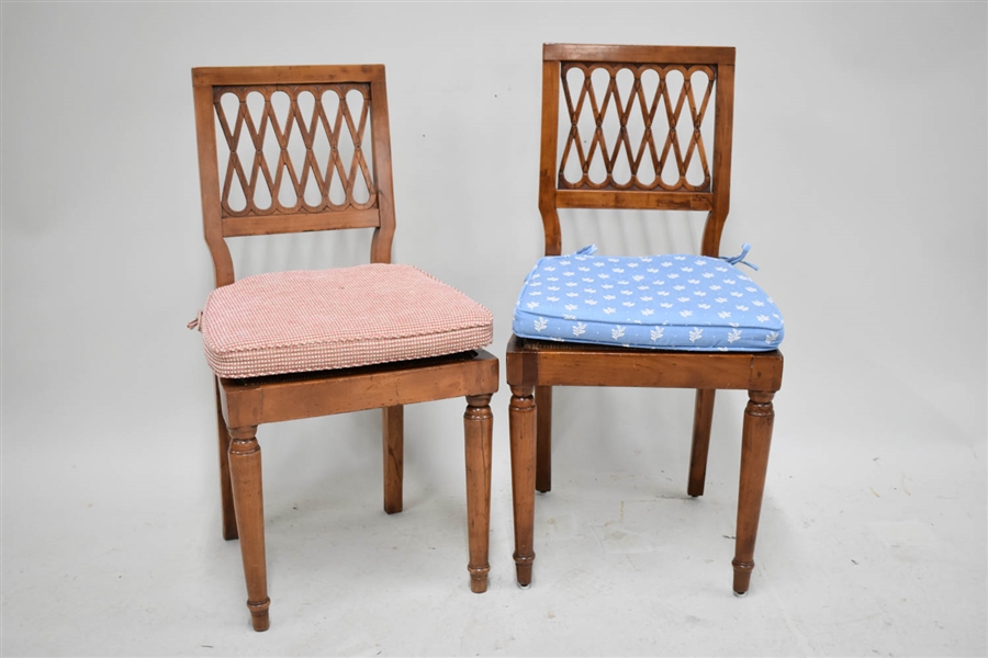 2 Antique Edwardian Style Square-Back Side Chairs