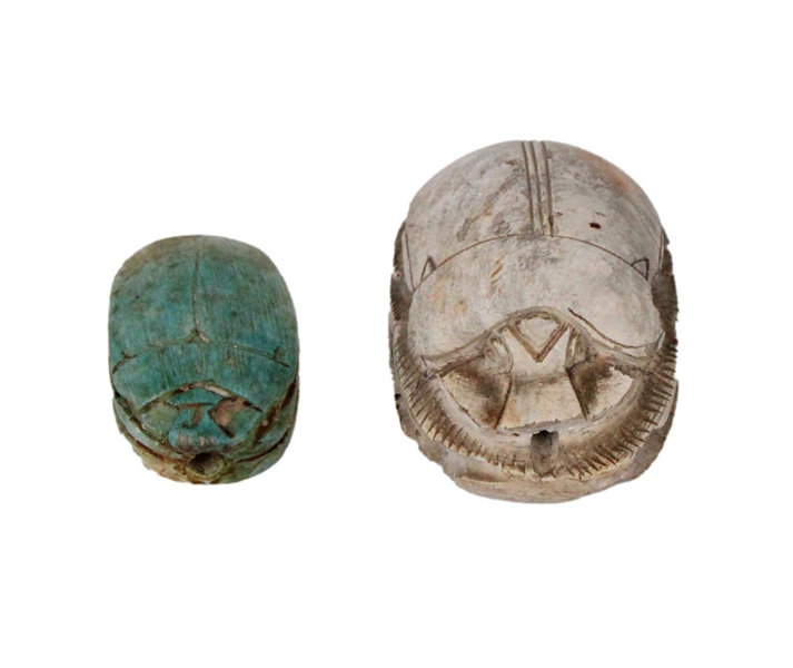 Two Egyptian Scarab Beads