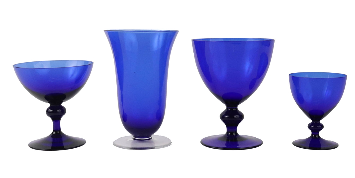 Vintage Blue Crystal Glass Stemware