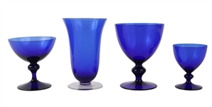 Vintage Blue Crystal Glass Stemware