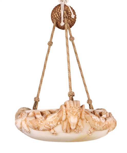 Neoclassical Style Carved Hardstone Hanging Light