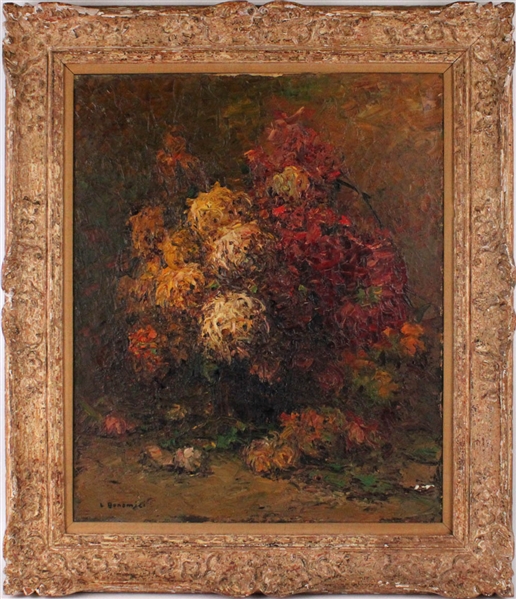 Louis Bonamici, Oil on Canvas, "Chrysanthems"