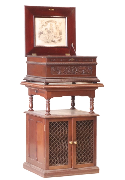 Criterion Mahogany Music Box on Stand, with Discs