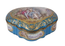 Sevres Hand-Painted Parcel-Gilt Porcelain Box