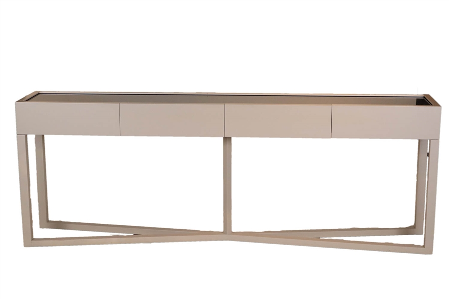 Niedermaier Grey-Painted Glass Top Console Table