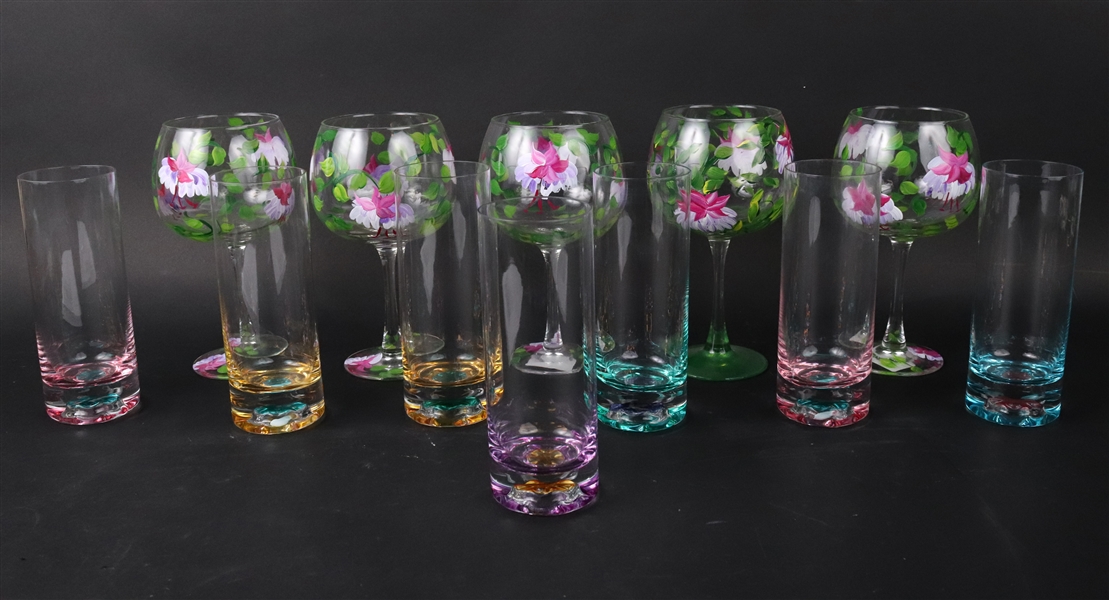 Group of Tinted and Painted Glassware