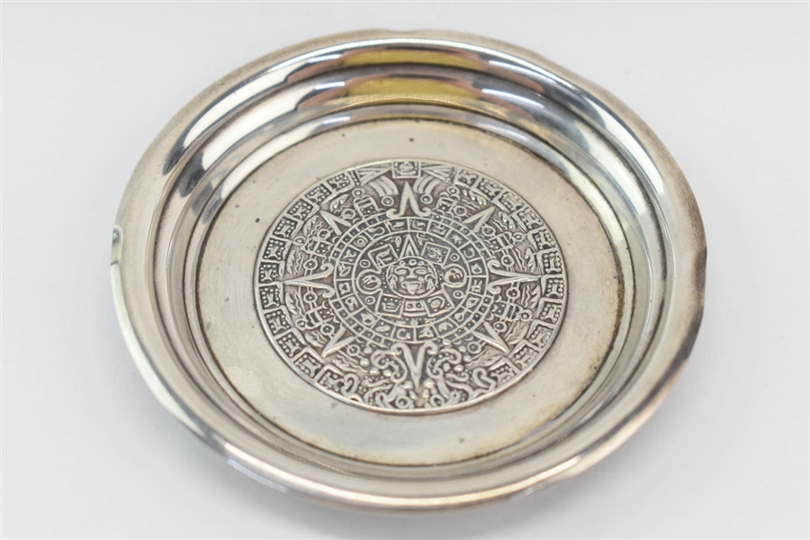 Mexican Sterling Silver Aztec Calendar Small Dish