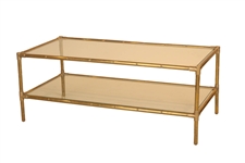 Modern Brass and Glass Two Tiered Low Table
