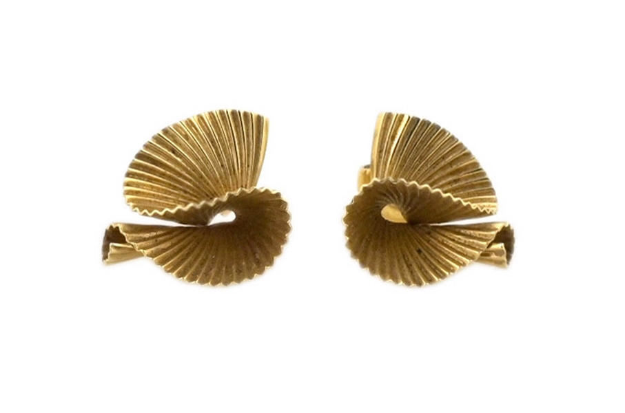 Pair of Tiffany & Co. 18K Gold Fan Earrings