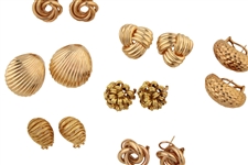 Six Pairs of 14K Yellow Gold Earrings