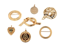 Four 14K Yellow Gold Vintage Pins