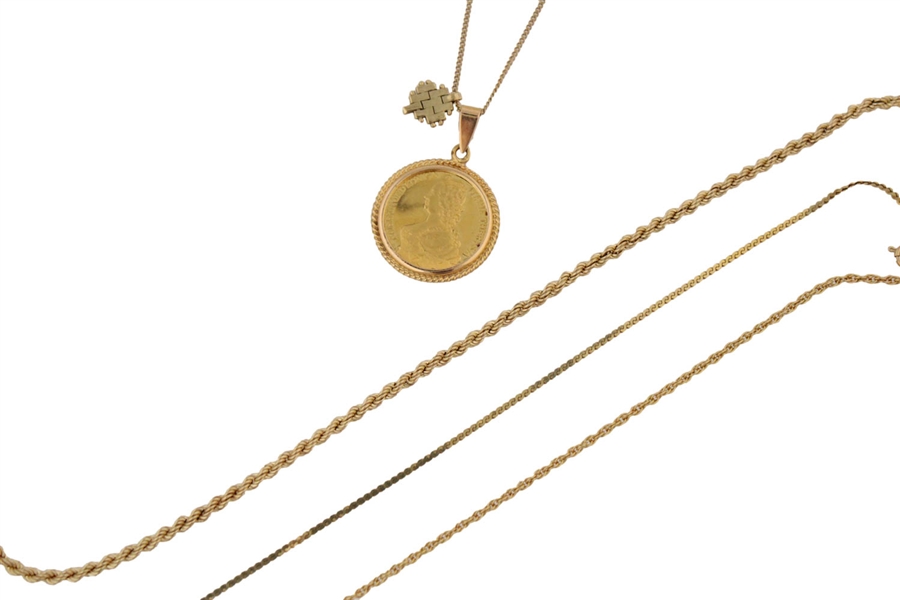Four 14K Yellow Gold Necklaces