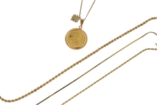 Four 14K Yellow Gold Necklaces