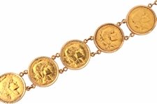 French Gold 20 Franc Roosters Coin Bracelet