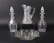 Antique Pair of Colorless Glass Decanters