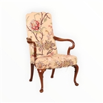 Queen Anne Style Upholstered Open Armchair