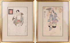 Two Japanese Framed Prints: Kunisada, Toyokuni