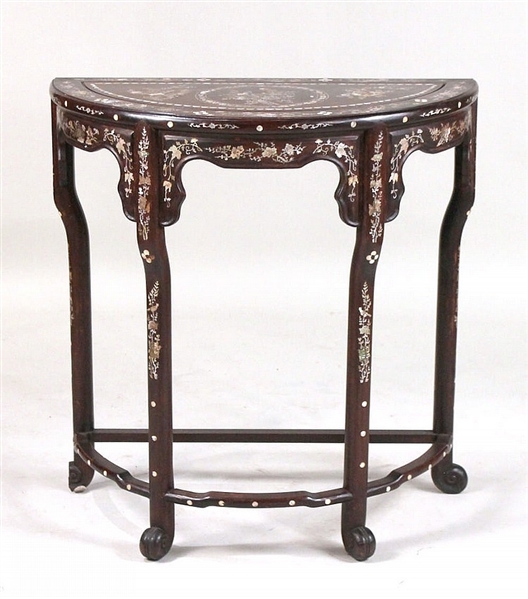 Chinese Mother-of-Pearl Inlaid Hardwood Table