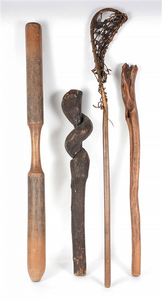 Two Native American Root War Clubs