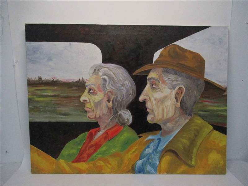 Oil on Canvas of Elderly Couple