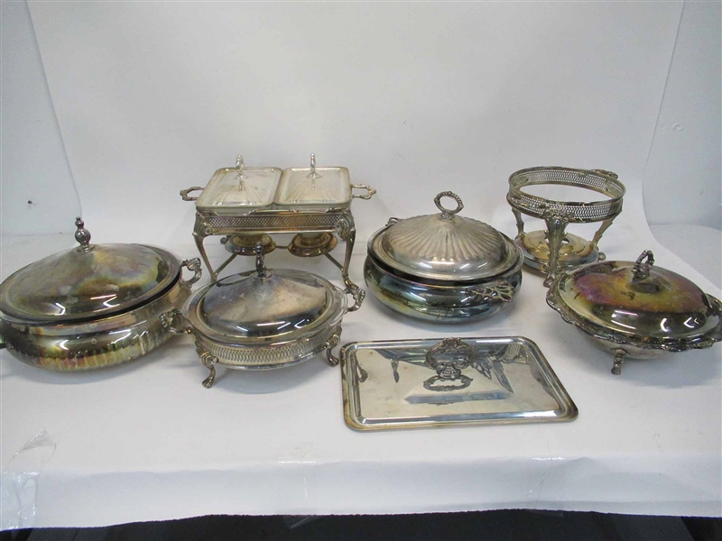 Group of Assorted Silver Plated Warming Trays