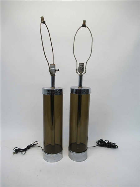 Pair of Cylindrical Form Table Lamps