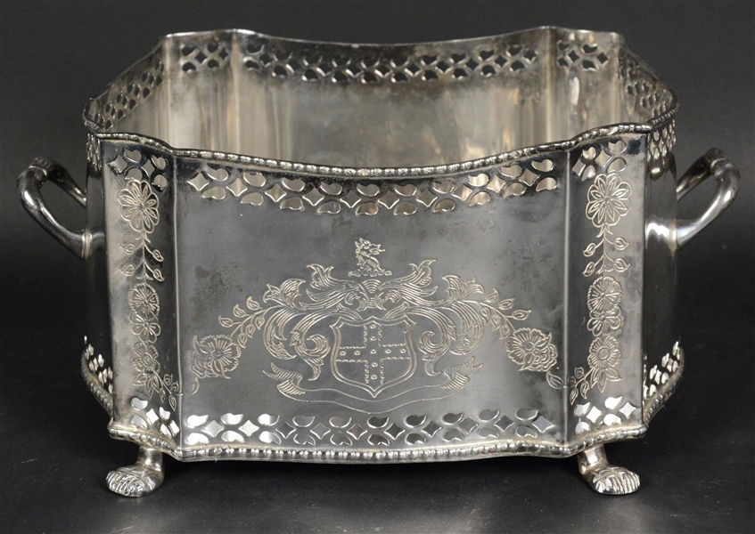 Square Reticulated Silver Plated Jardiniere