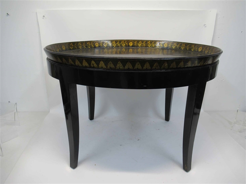 Black and Gold Papier Mache Tray Table