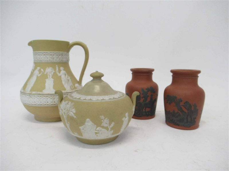 Yellow Wedgwood Pitcher & Covered Sugar Bowl