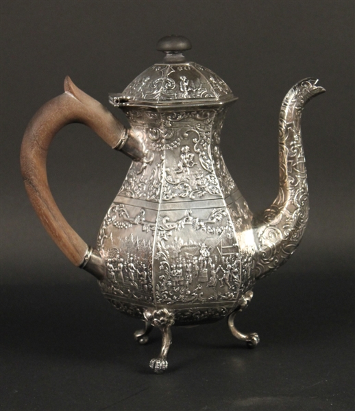 Dutch Repousse Silver Teapot