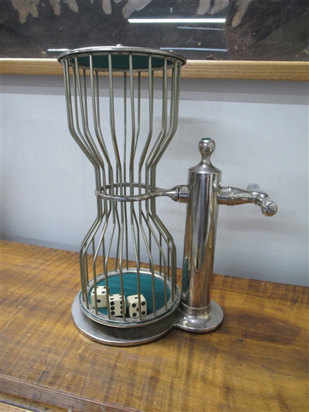 Silver Plate Chuck-A-Luck Cage with 3 Dice