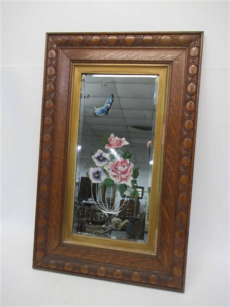 Eglomise Floral Bouquet on Beveled Mirror