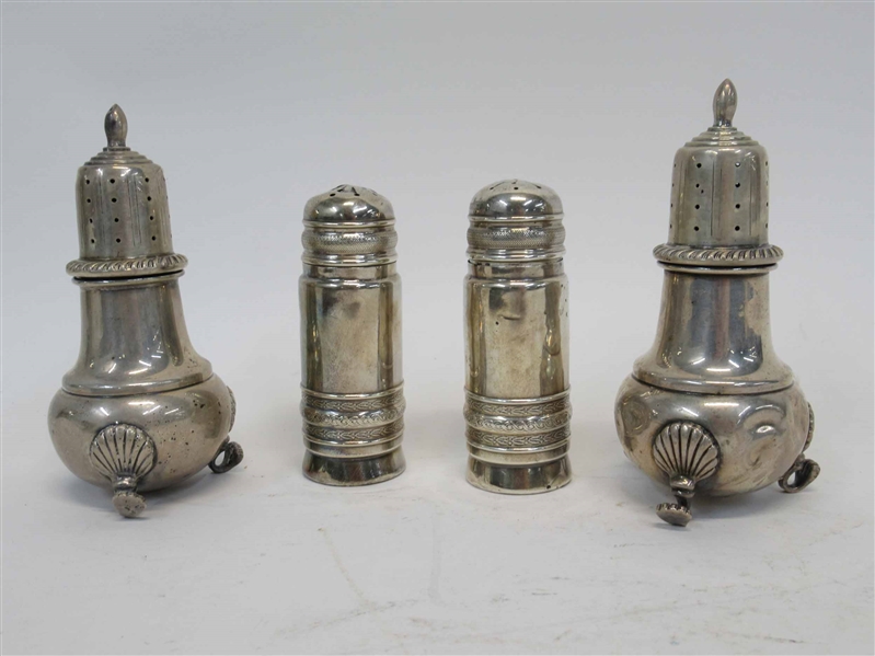 2 Pair of Sterling Silver Salt and Pepper Shakers