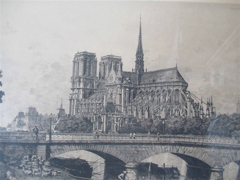 Etching of Notradame Cathedral 