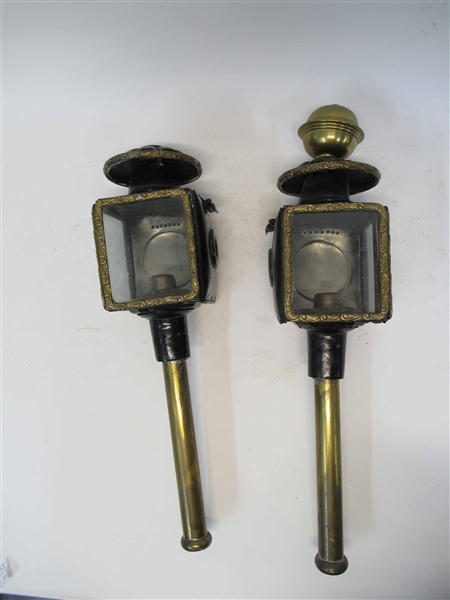 Pair of Brass Carriage Lanterns 