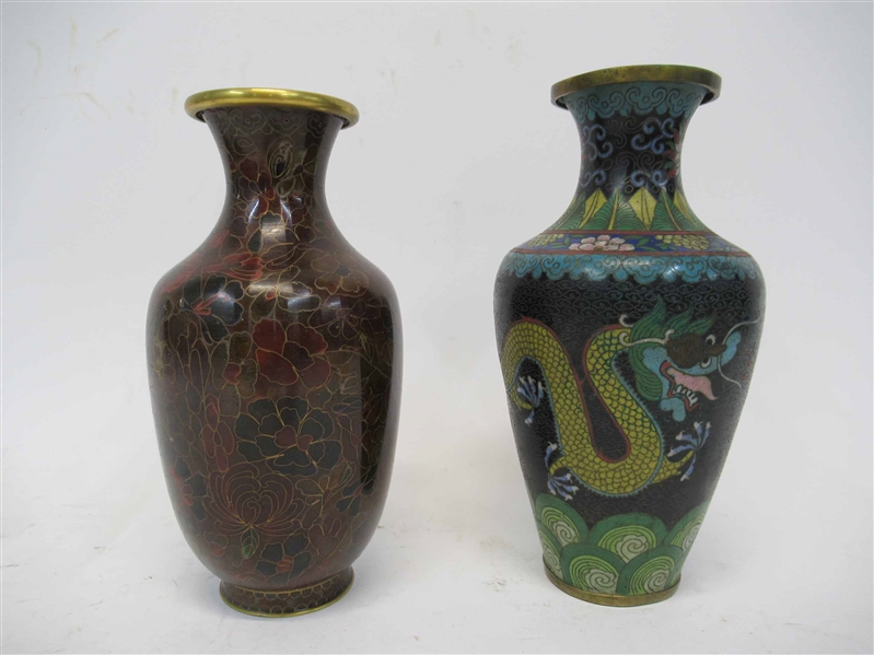 Two Oriental Cloisonne Vases