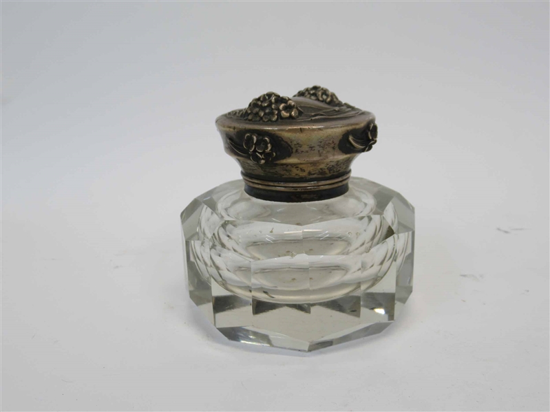 Art Nouveau Ink Well With Sterling Silver Lid