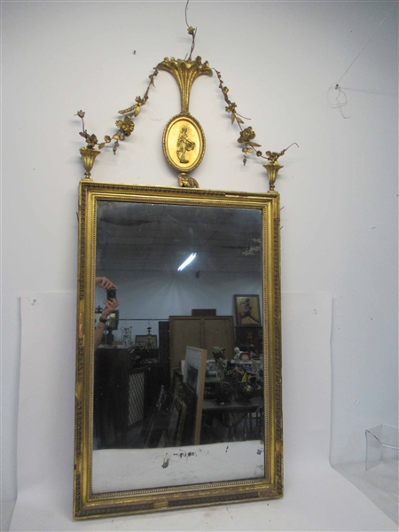 Antique Giltwood Hanging Wall Mirror