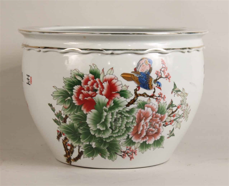 Chinese Bird and Flower Porcelain Planter