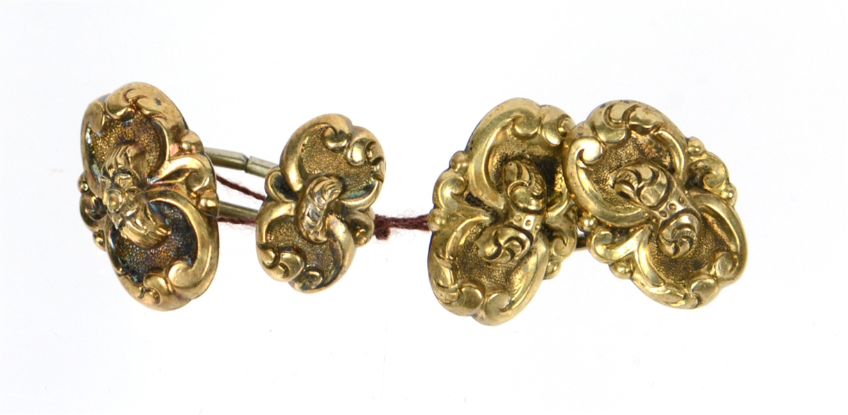 Pair of Yellow Gold Victorian Cuff Buttons