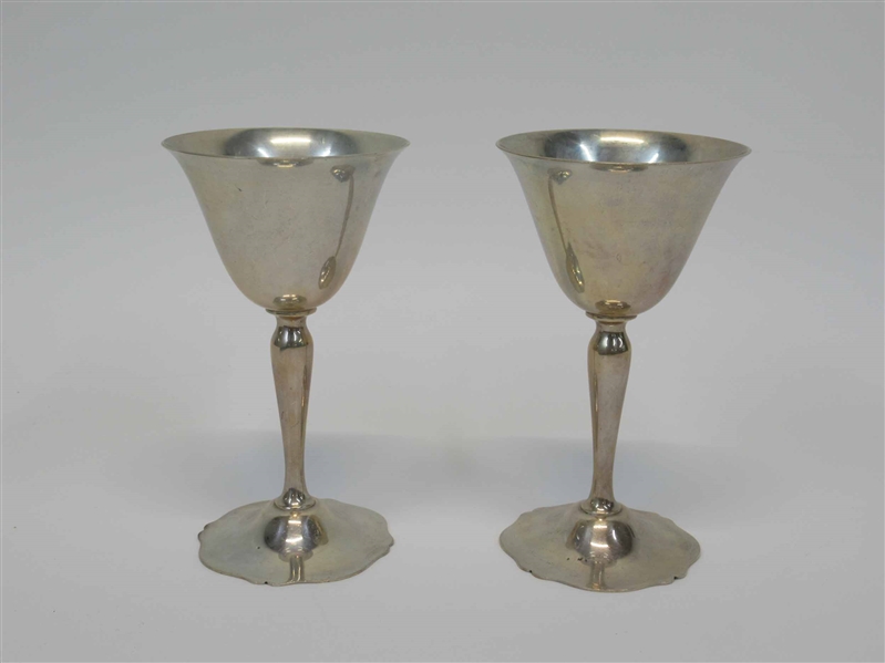 Two Wallace Sterling Silver Wine Glasses