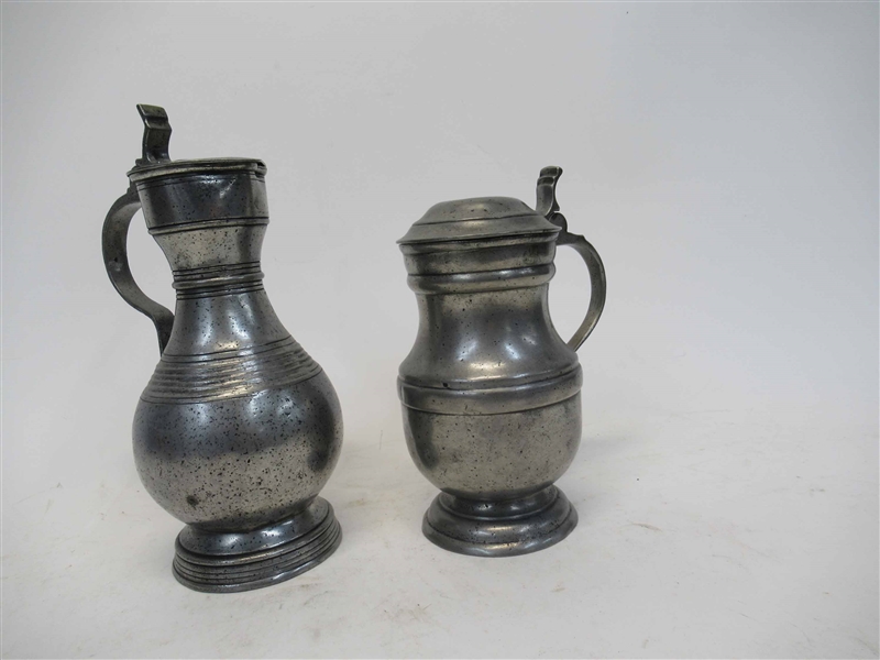 Two Antique Pewter Tankards