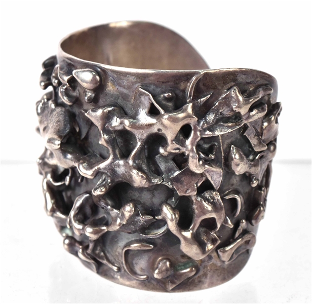 Brutalist Modern Sterling Silver Cuff Bracelet