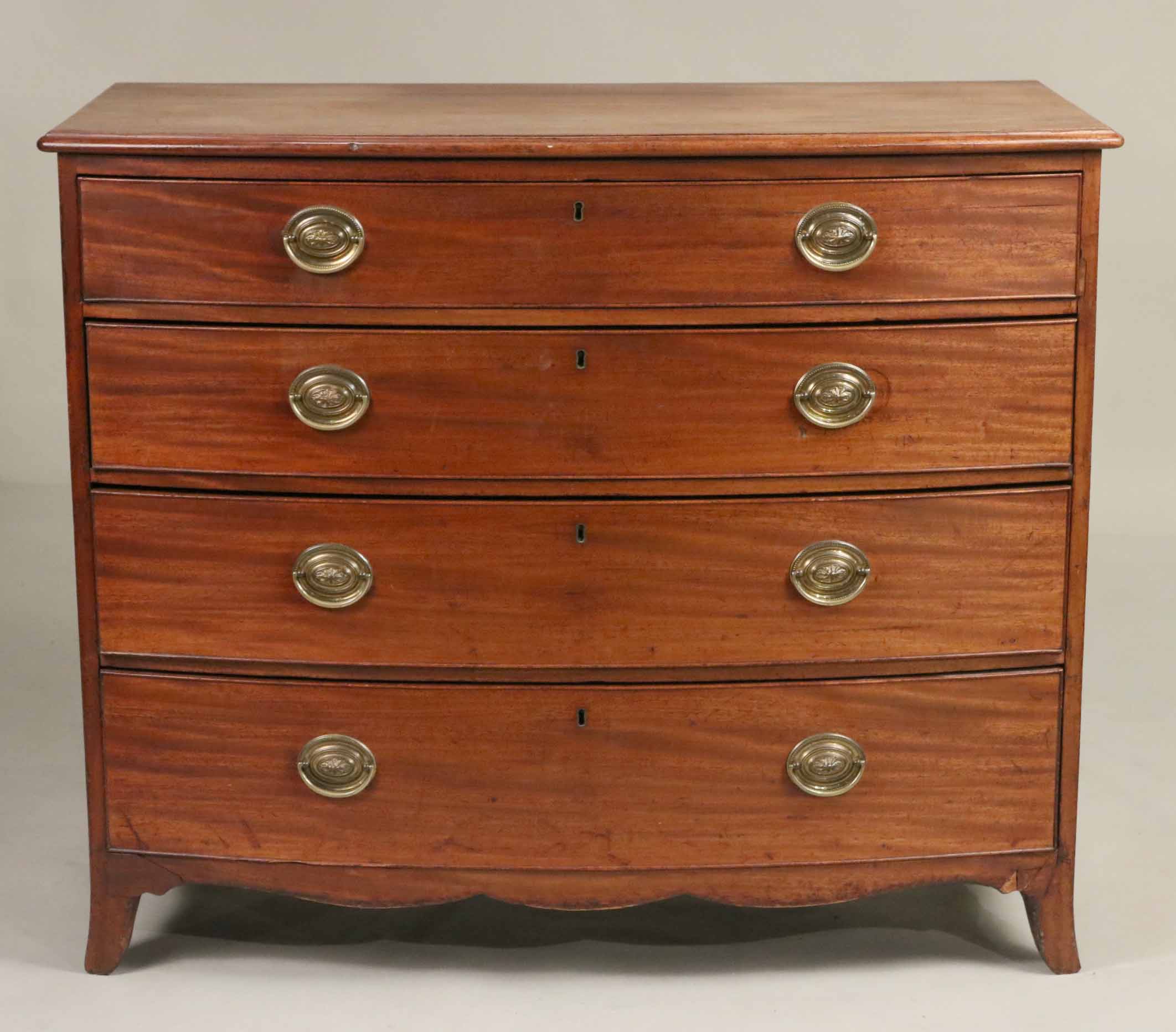 Lot Detail - Federal Mahogany Bowfront Chest of Drawers