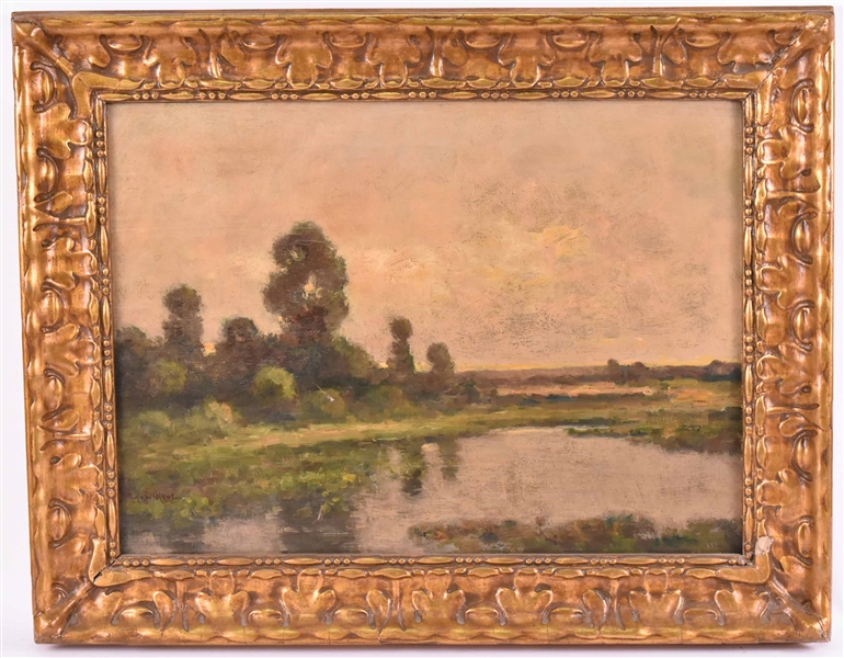 Oil on Canvas, Pond and Trees, Max Weyl