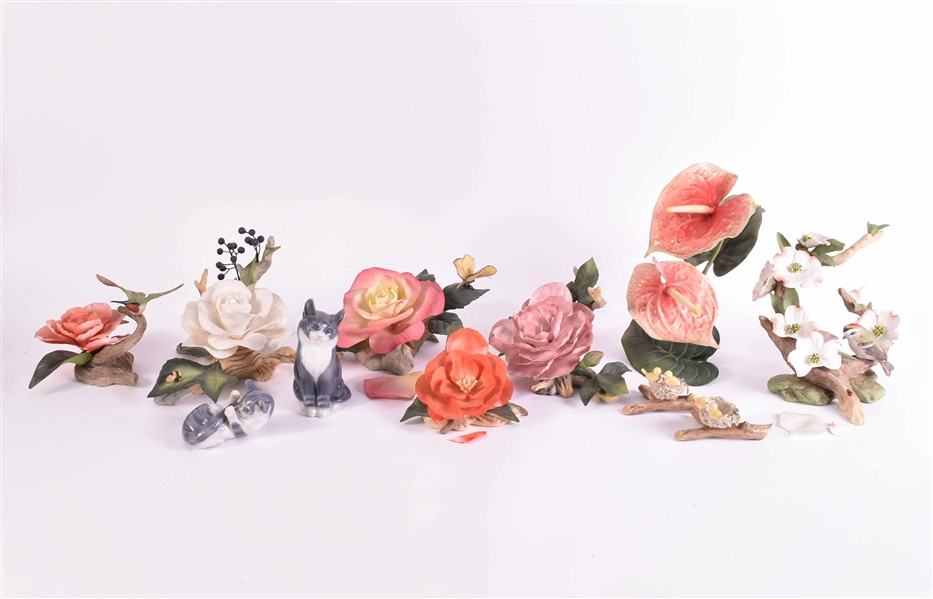 Group of Seven Boehm Porcelain Flowers